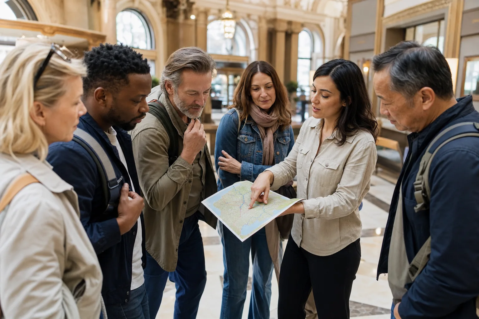 A tour group receiving a clear pre-departure briefing